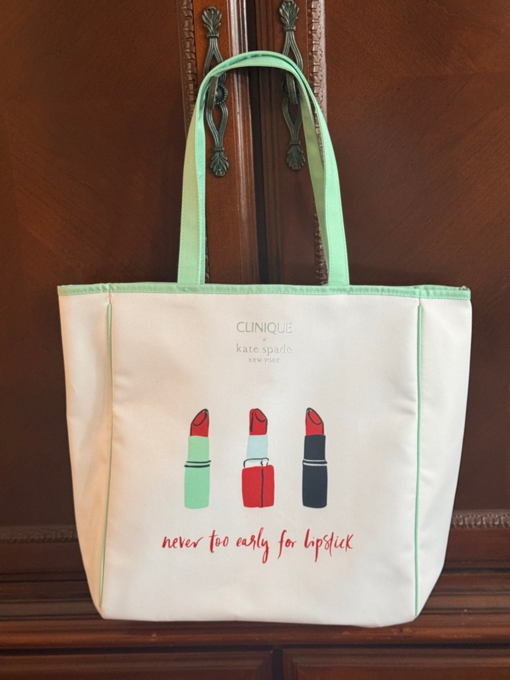 Kate Spade New York NWT + Clinique Lipstick Tote Bag Limited Edition Collab cute